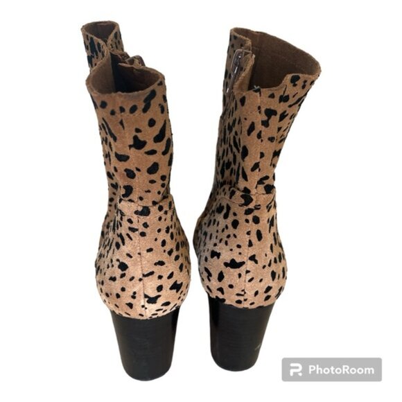 Gibson Latimer Lessonii Cheetah/Leopard Suede Block Heel Boots Size 8.5 - Picture 3 of 6